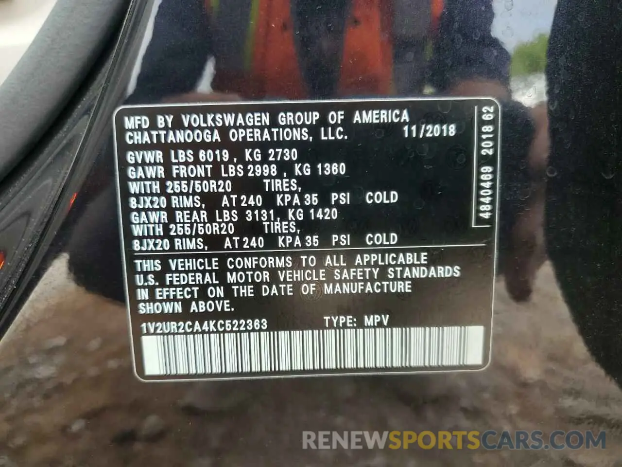 13 fotografías del automóvil dañado 1V2UR2CA4KC522363 VOLKSWAGEN ATLAS 2019