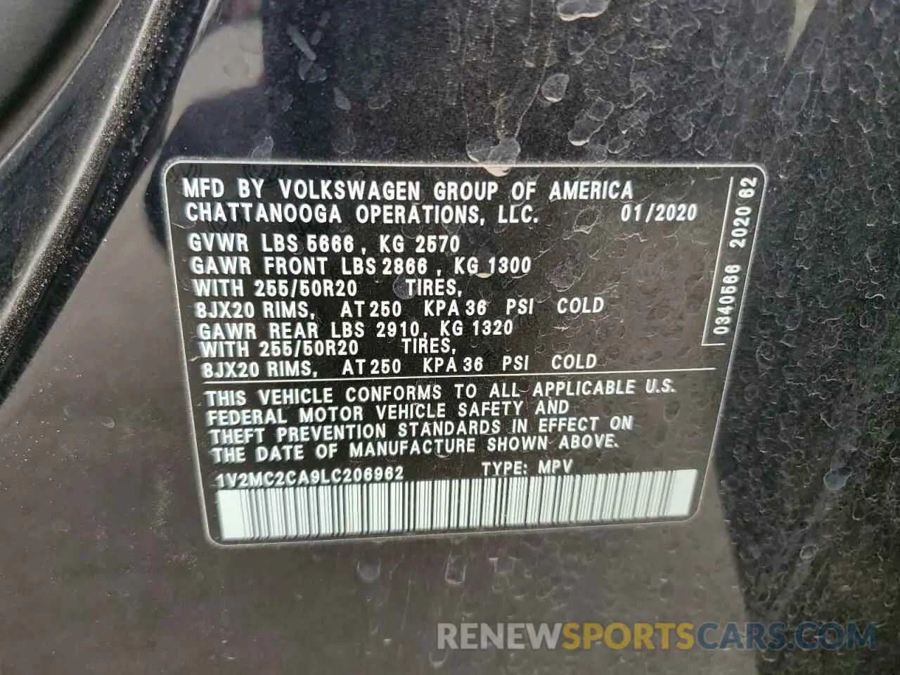 13 fotografías del automóvil dañado 1V2MC2CA9LC206962 VOLKSWAGEN ATLAS 2020