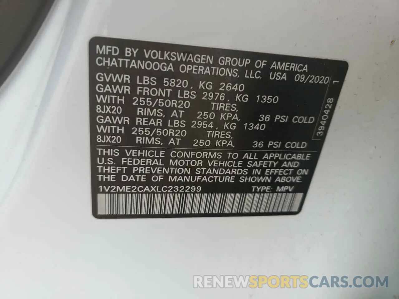 16 fotografías del automóvil dañado 1V2ME2CAXLC232299 VOLKSWAGEN ATLAS 2020