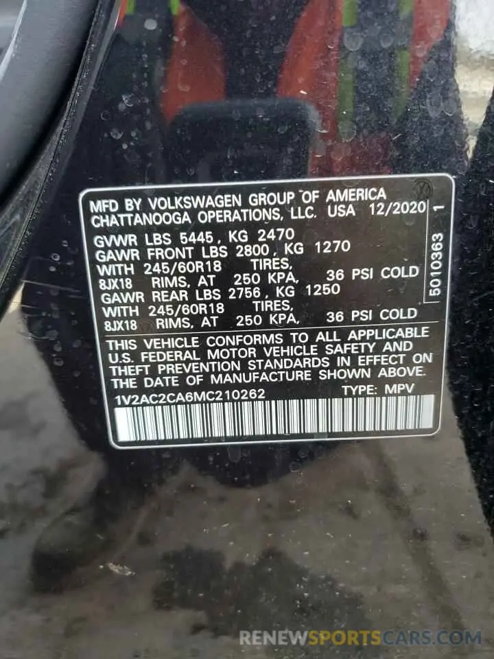 14 fotografías del automóvil dañado 1V2AC2CA6MC210262 VOLKSWAGEN ATLAS 2021