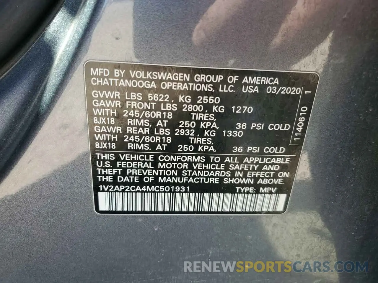 14 fotografías del automóvil dañado 1V2AP2CA4MC501931 VOLKSWAGEN ATLAS 2021