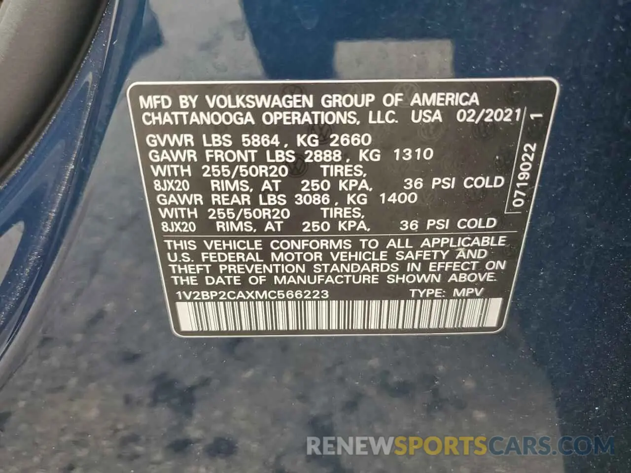 14 fotografías del automóvil dañado 1V2BP2CAXMC566223 VOLKSWAGEN ATLAS 2021