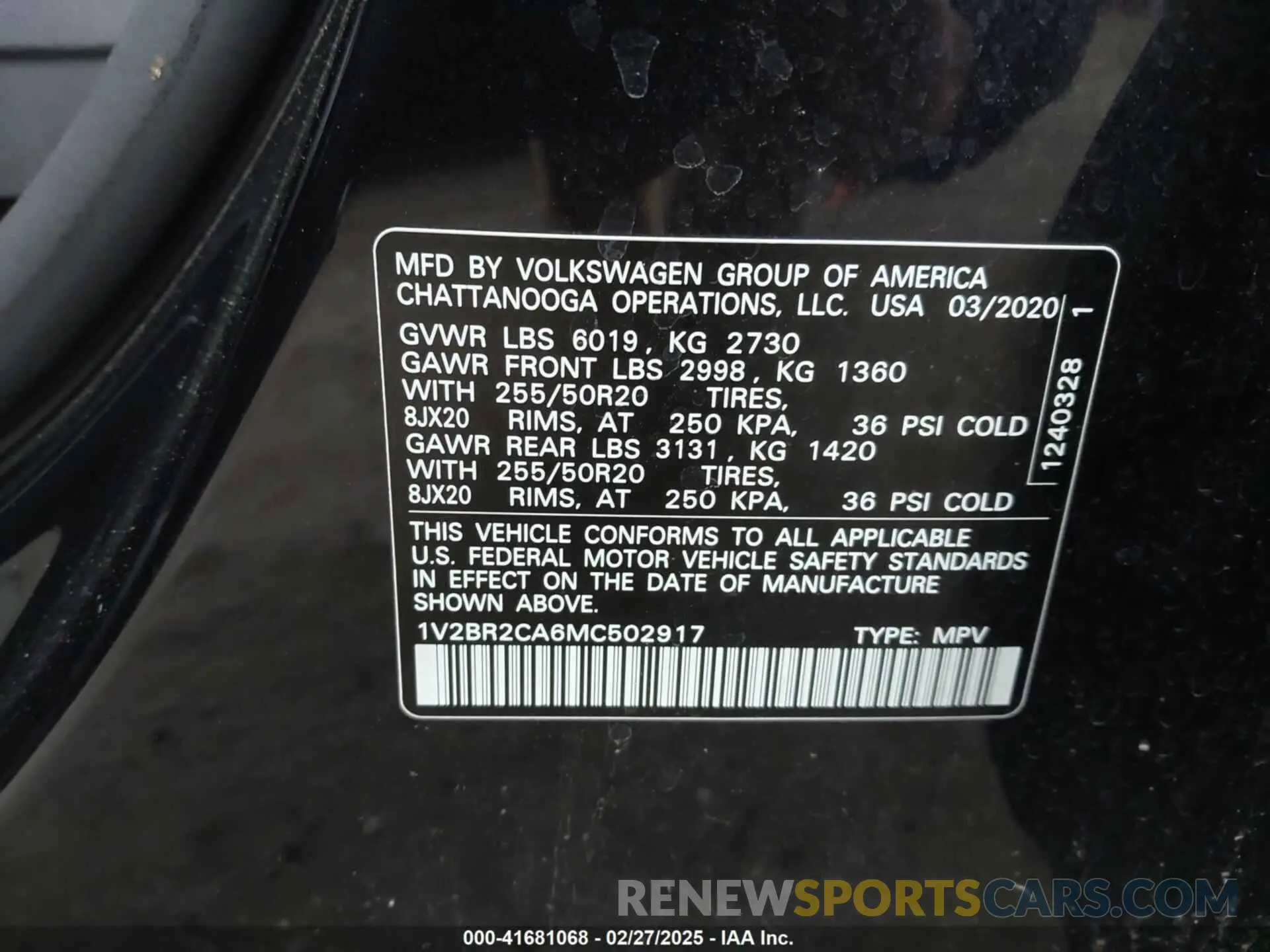 9 fotografías del automóvil dañado 1V2BR2CA6MC502917 VOLKSWAGEN ATLAS 2021