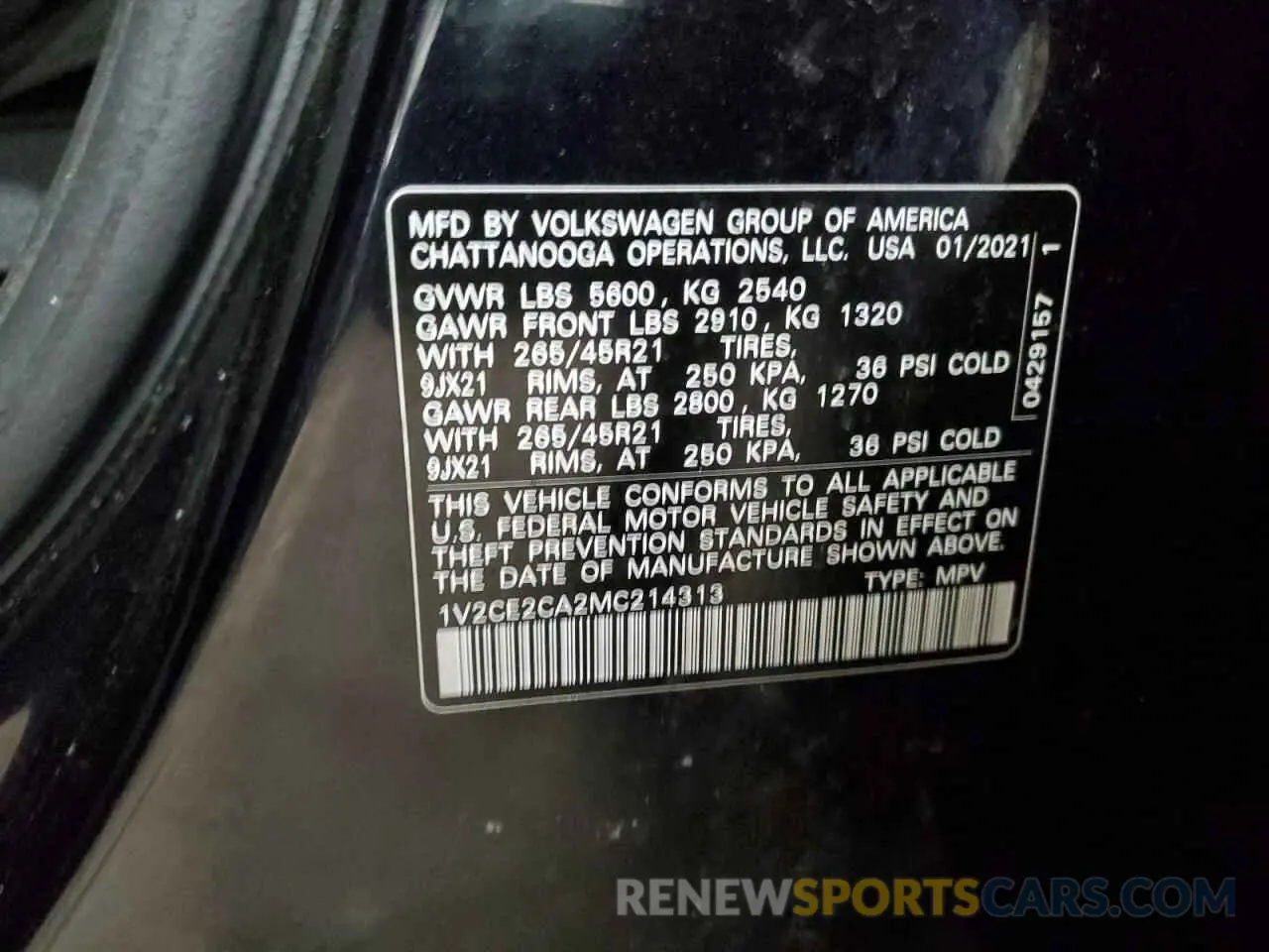 15 fotografías del automóvil dañado 1V2CE2CA2MC214313 VOLKSWAGEN ATLAS 2021