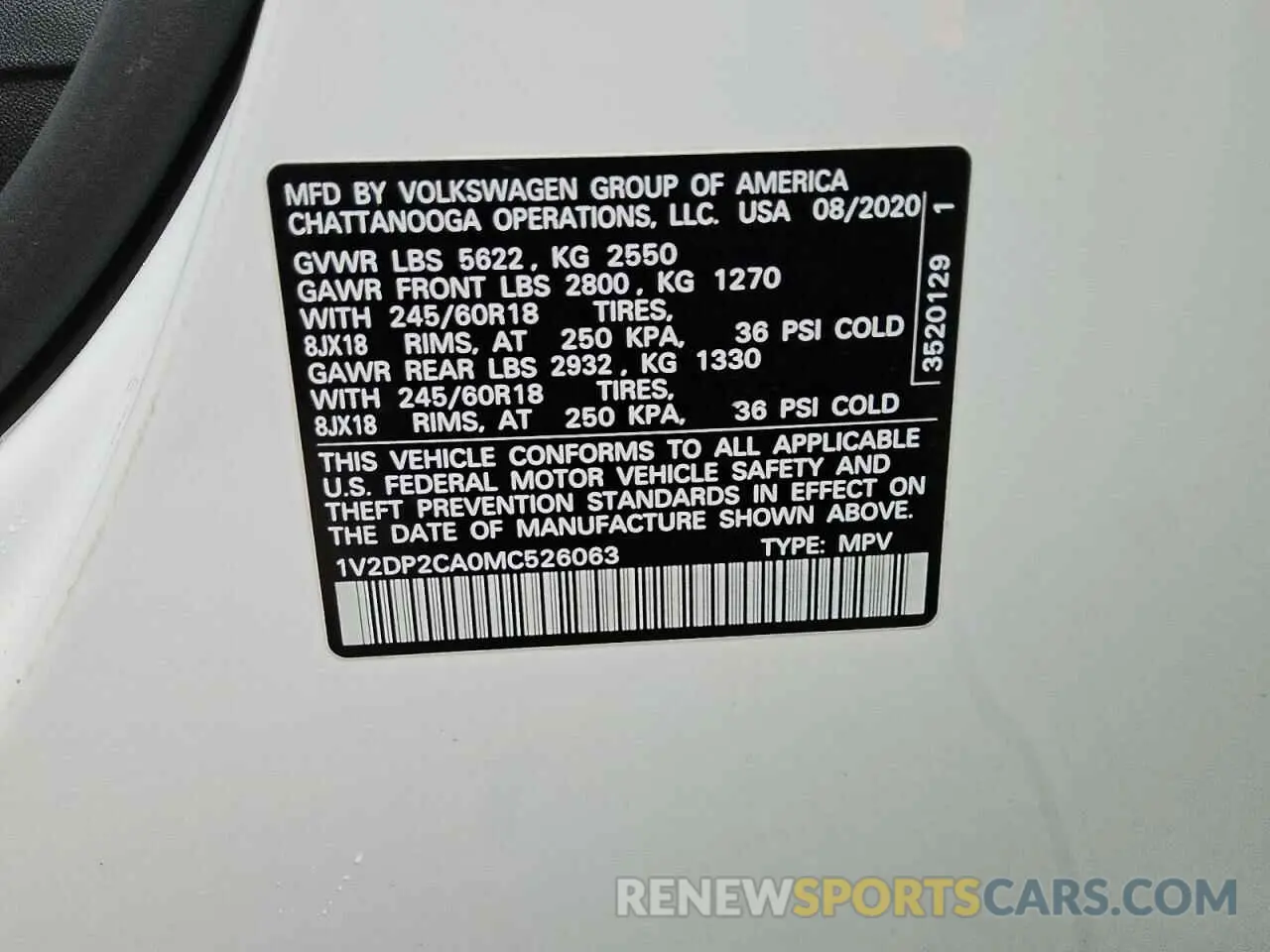 13 fotografías del automóvil dañado 1V2DP2CA0MC526063 VOLKSWAGEN ATLAS 2021