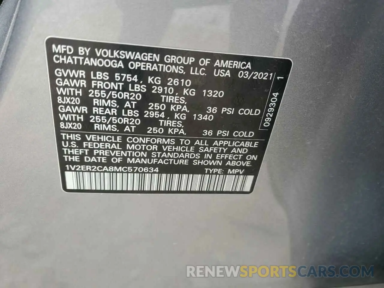13 fotografías del automóvil dañado 1V2ER2CA8MC570634 VOLKSWAGEN ATLAS 2021