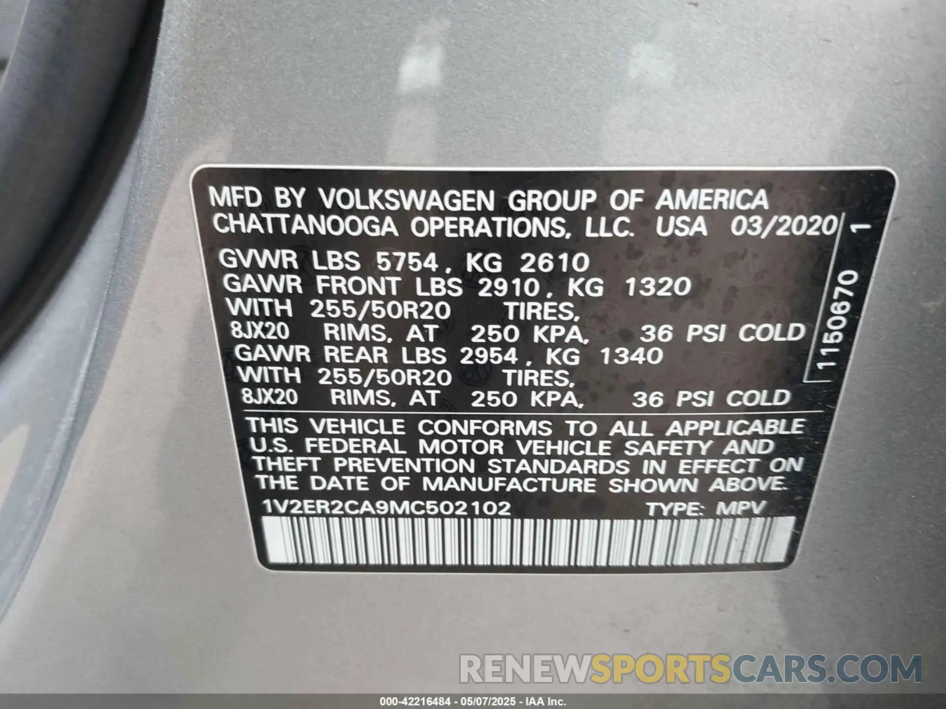 9 fotografías del automóvil dañado 1V2ER2CA9MC502102 VOLKSWAGEN ATLAS 2021