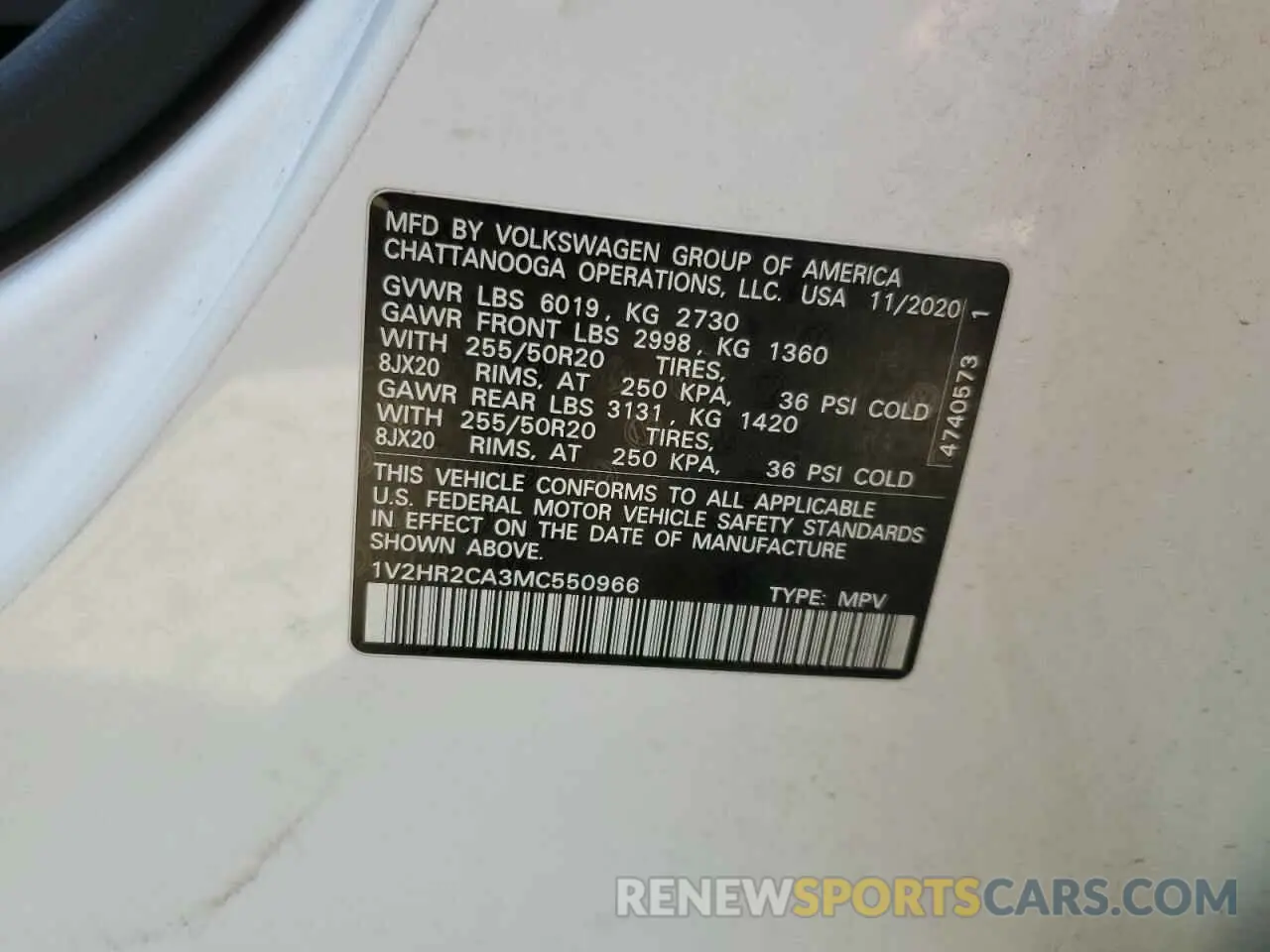14 fotografías del automóvil dañado 1V2HR2CA3MC550966 VOLKSWAGEN ATLAS 2021