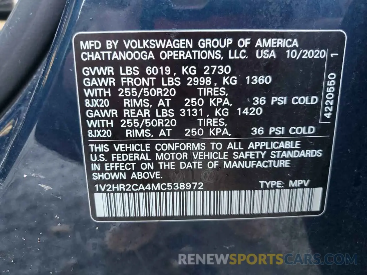 14 fotografías del automóvil dañado 1V2HR2CA4MC538972 VOLKSWAGEN ATLAS 2021