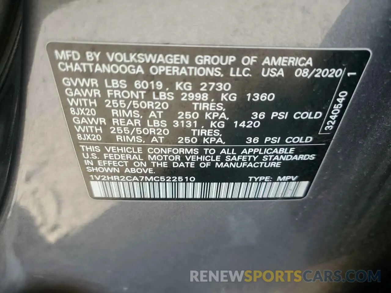 13 fotografías del automóvil dañado 1V2HR2CA7MC522510 VOLKSWAGEN ATLAS 2021
