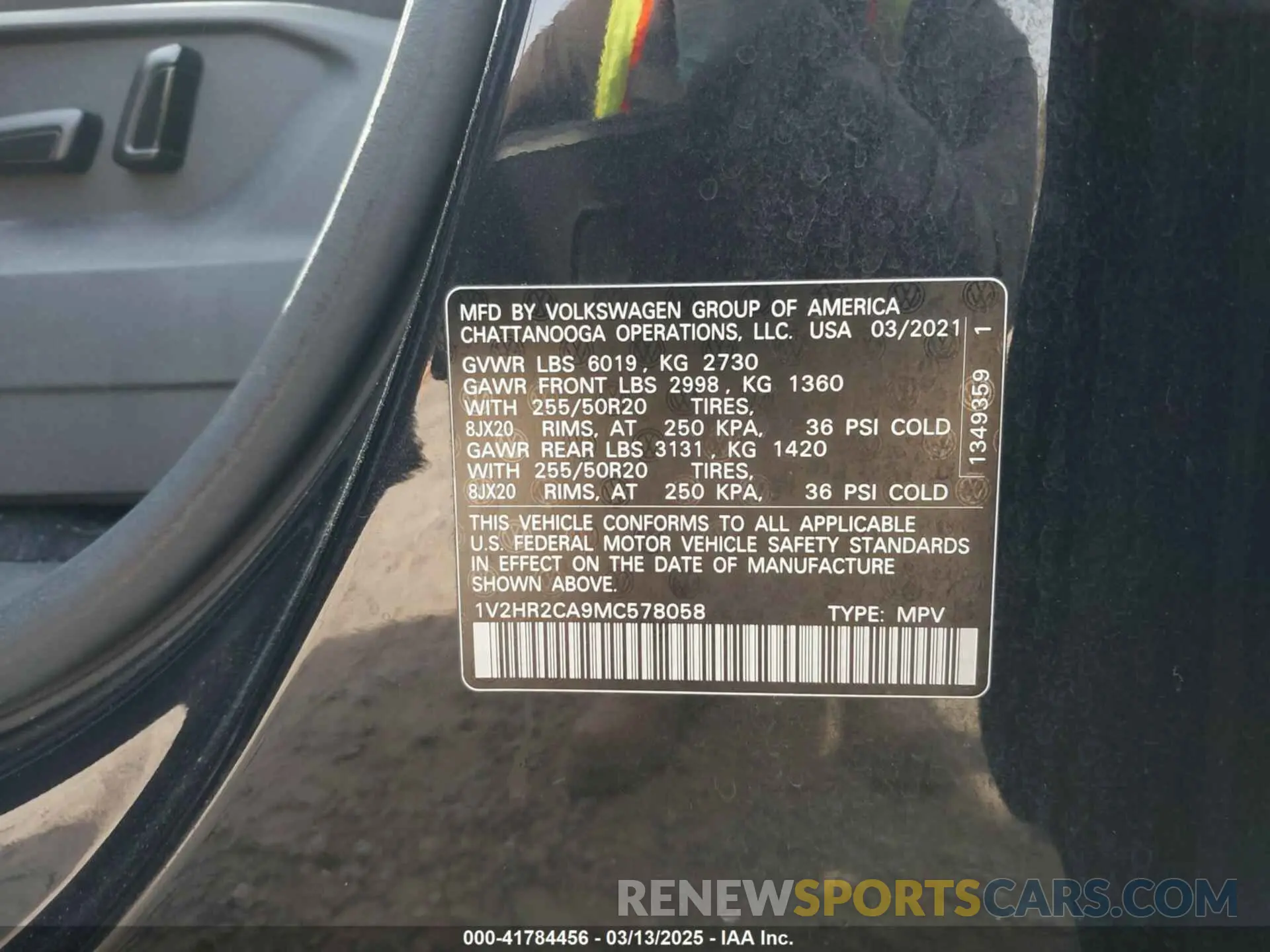 9 fotografías del automóvil dañado 1V2HR2CA9MC578058 VOLKSWAGEN ATLAS 2021