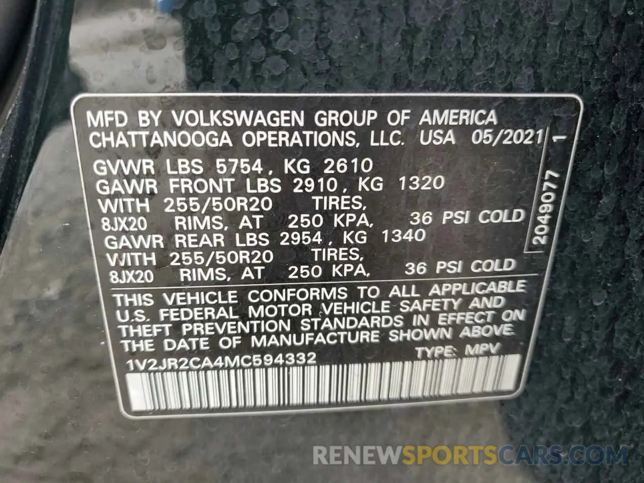 13 fotografías del automóvil dañado 1V2JR2CA4MC594332 VOLKSWAGEN ATLAS 2021
