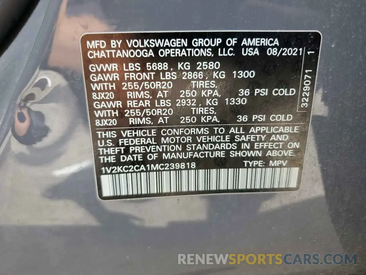 13 fotografías del automóvil dañado 1V2KC2CA1MC239818 VOLKSWAGEN ATLAS 2021