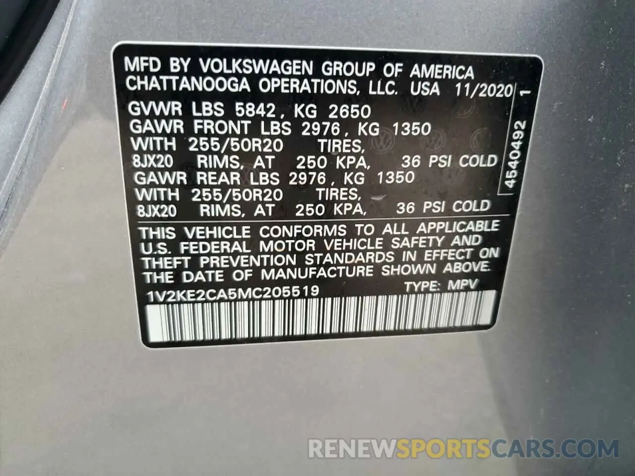 13 fotografías del automóvil dañado 1V2KE2CA5MC205519 VOLKSWAGEN ATLAS 2021