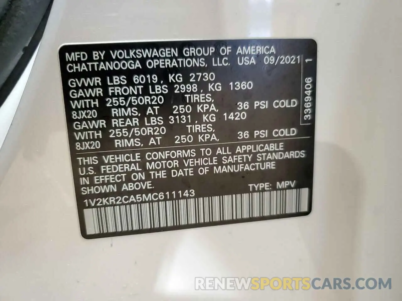 13 fotografías del automóvil dañado 1V2KR2CA5MC611143 VOLKSWAGEN ATLAS 2021