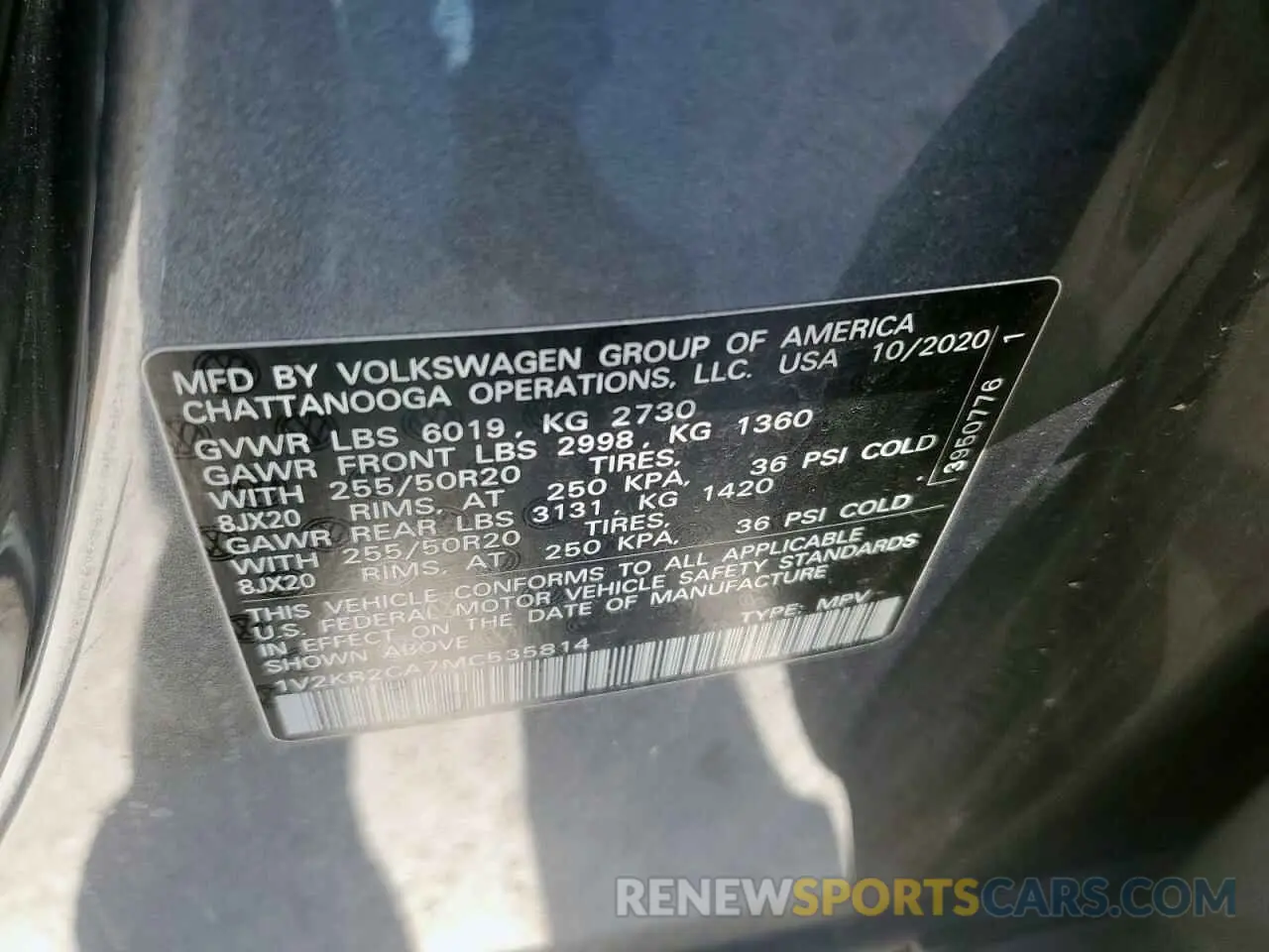 13 fotografías del automóvil dañado 1V2KR2CA7MC535814 VOLKSWAGEN ATLAS 2021