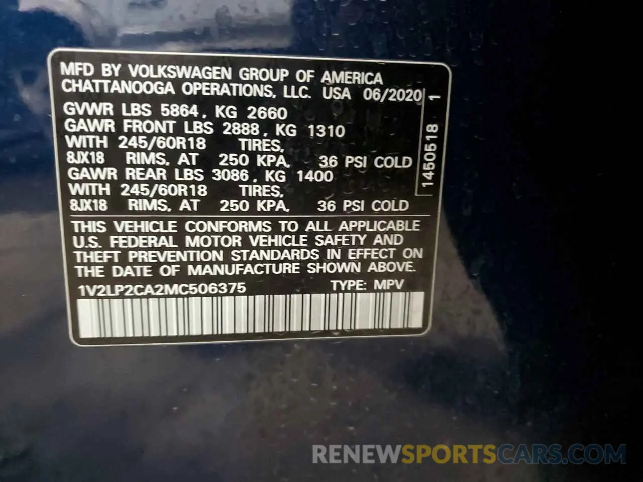 14 fotografías del automóvil dañado 1V2LP2CA2MC506375 VOLKSWAGEN ATLAS 2021