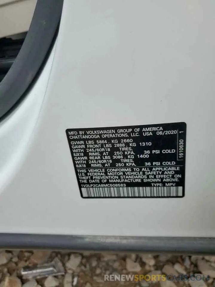 14 fotografías del automóvil dañado 1V2LP2CA8MC508583 VOLKSWAGEN ATLAS 2021