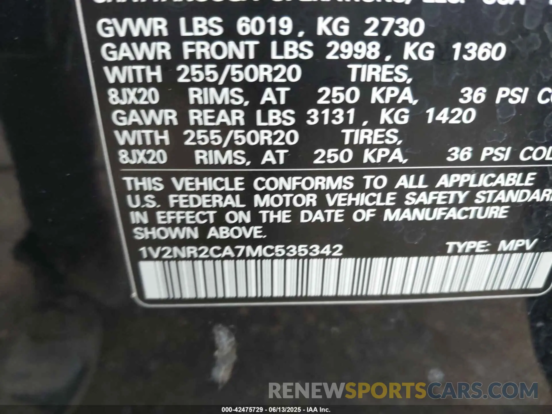 9 fotografías del automóvil dañado 1V2NR2CA7MC535342 VOLKSWAGEN ATLAS 2021