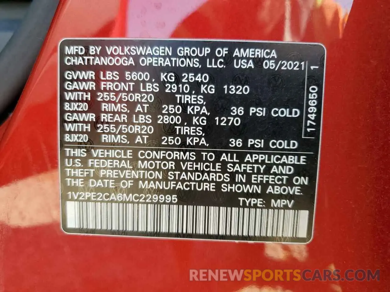 15 fotografías del automóvil dañado 1V2PE2CA6MC229995 VOLKSWAGEN ATLAS 2021