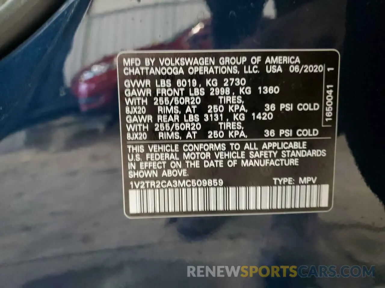 13 fotografías del automóvil dañado 1V2TR2CA3MC509859 VOLKSWAGEN ATLAS 2021