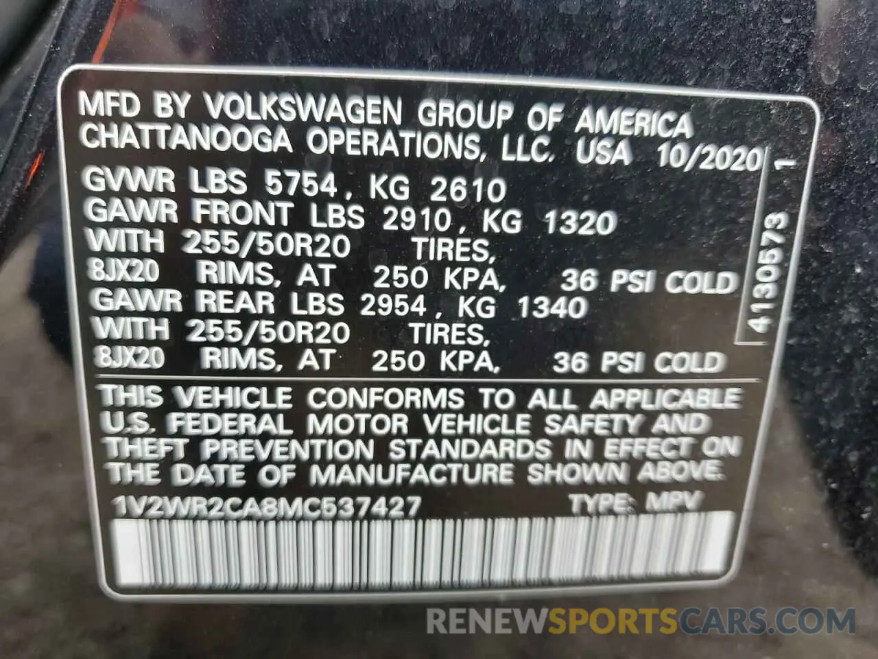 13 fotografías del automóvil dañado 1V2WR2CA8MC537427 VOLKSWAGEN ATLAS 2021