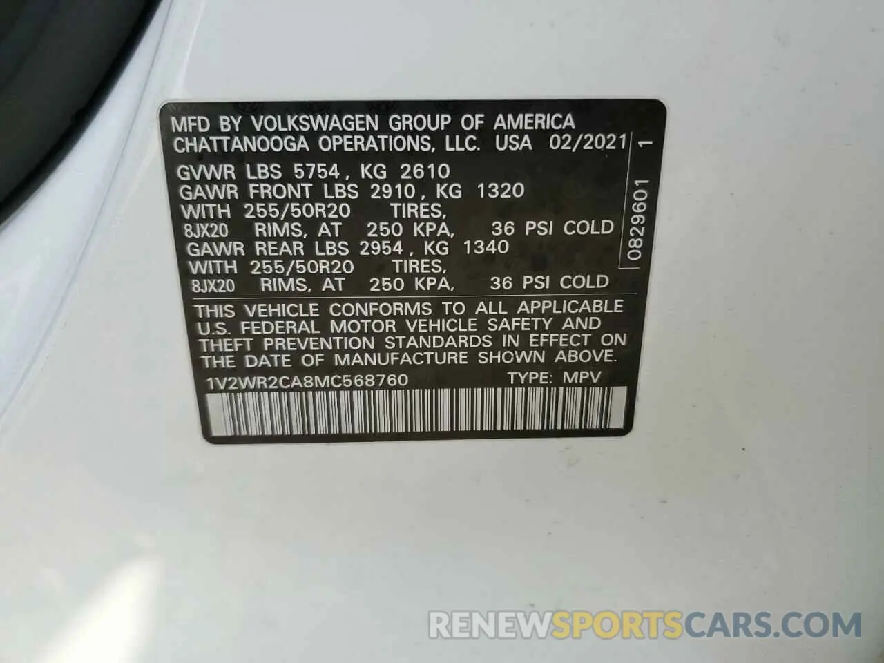 13 fotografías del automóvil dañado 1V2WR2CA8MC568760 VOLKSWAGEN ATLAS 2021