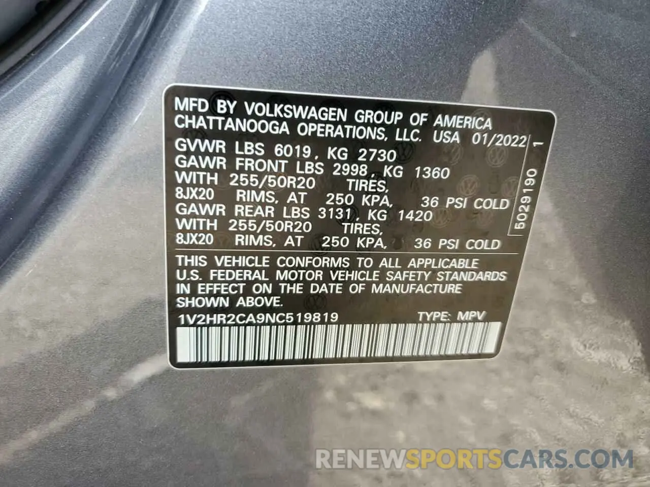 15 fotografías del automóvil dañado 1V2HR2CA9NC519819 VOLKSWAGEN ATLAS 2022