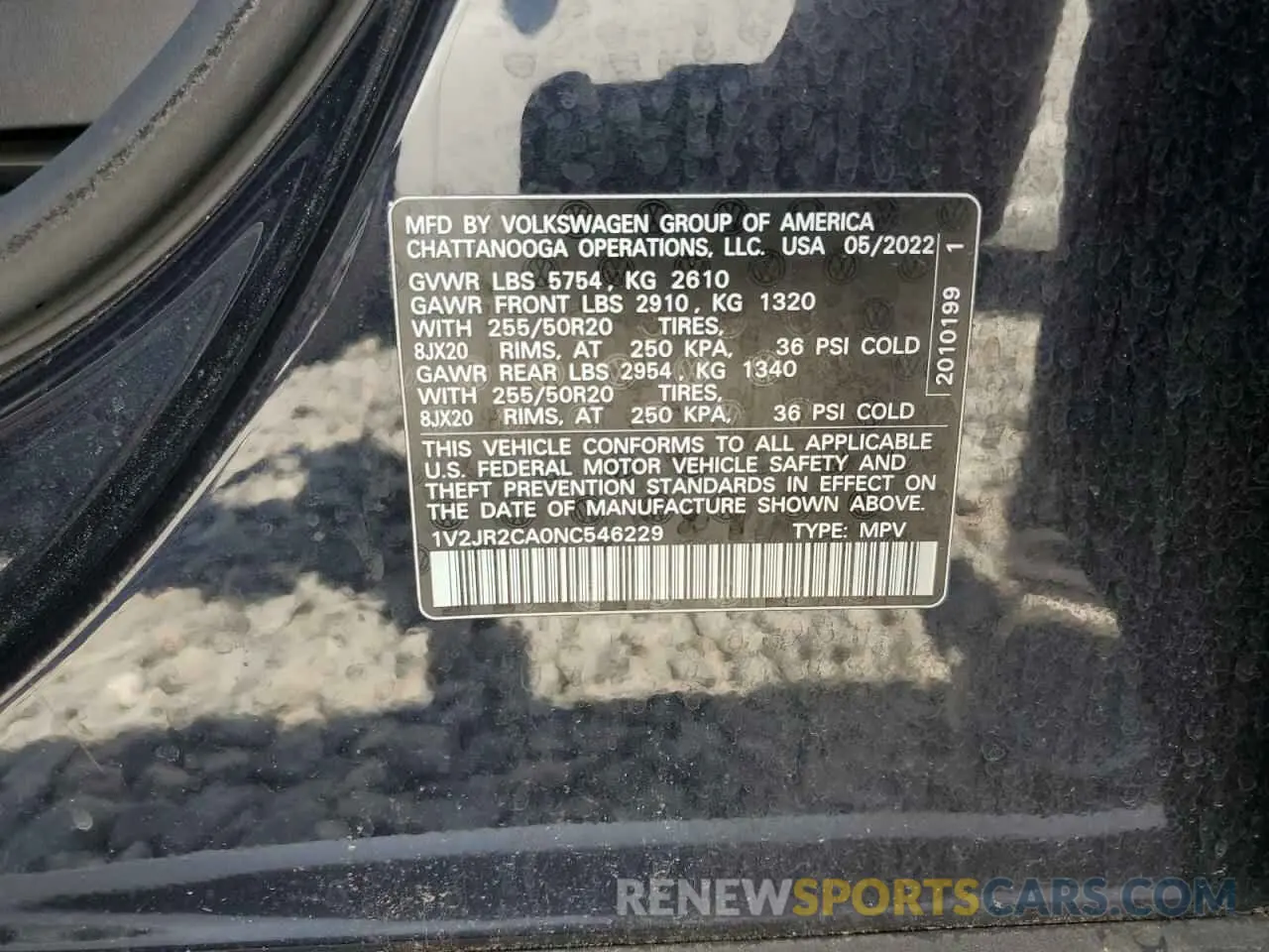 13 fotografías del automóvil dañado 1V2JR2CA0NC546229 VOLKSWAGEN ATLAS 2022