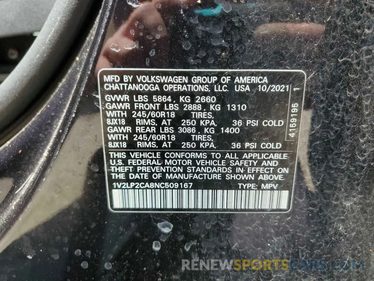 13 fotografías del automóvil dañado 1V2LP2CA8NC509167 VOLKSWAGEN ATLAS 2022