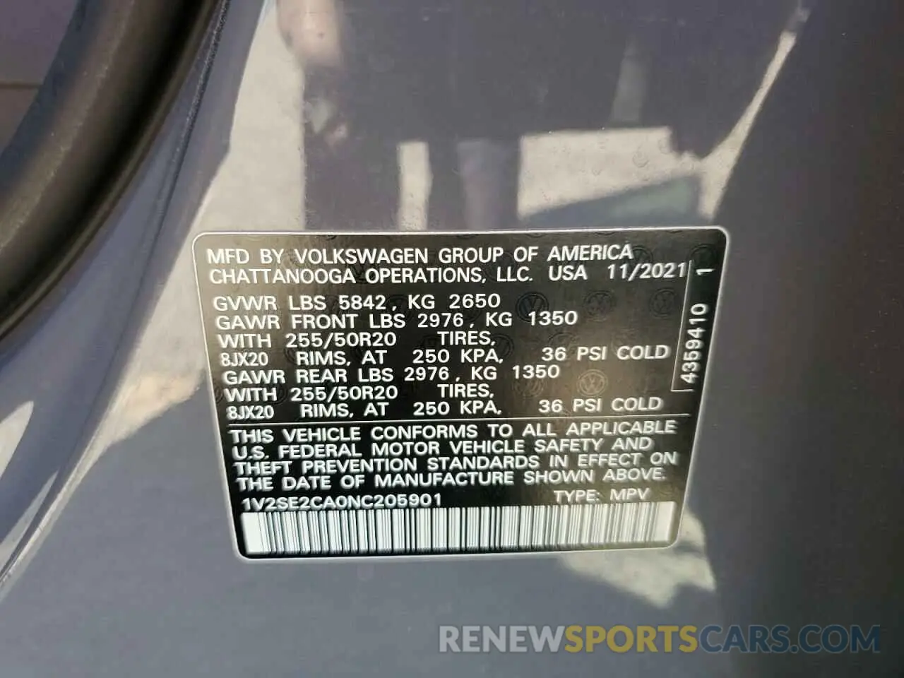 15 fotografías del automóvil dañado 1V2SE2CA0NC205901 VOLKSWAGEN ATLAS 2022
