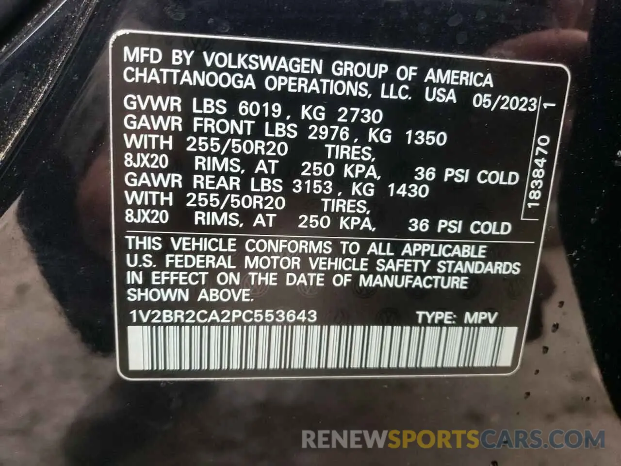 16 fotografías del automóvil dañado 1V2BR2CA2PC553643 VOLKSWAGEN ATLAS 2023