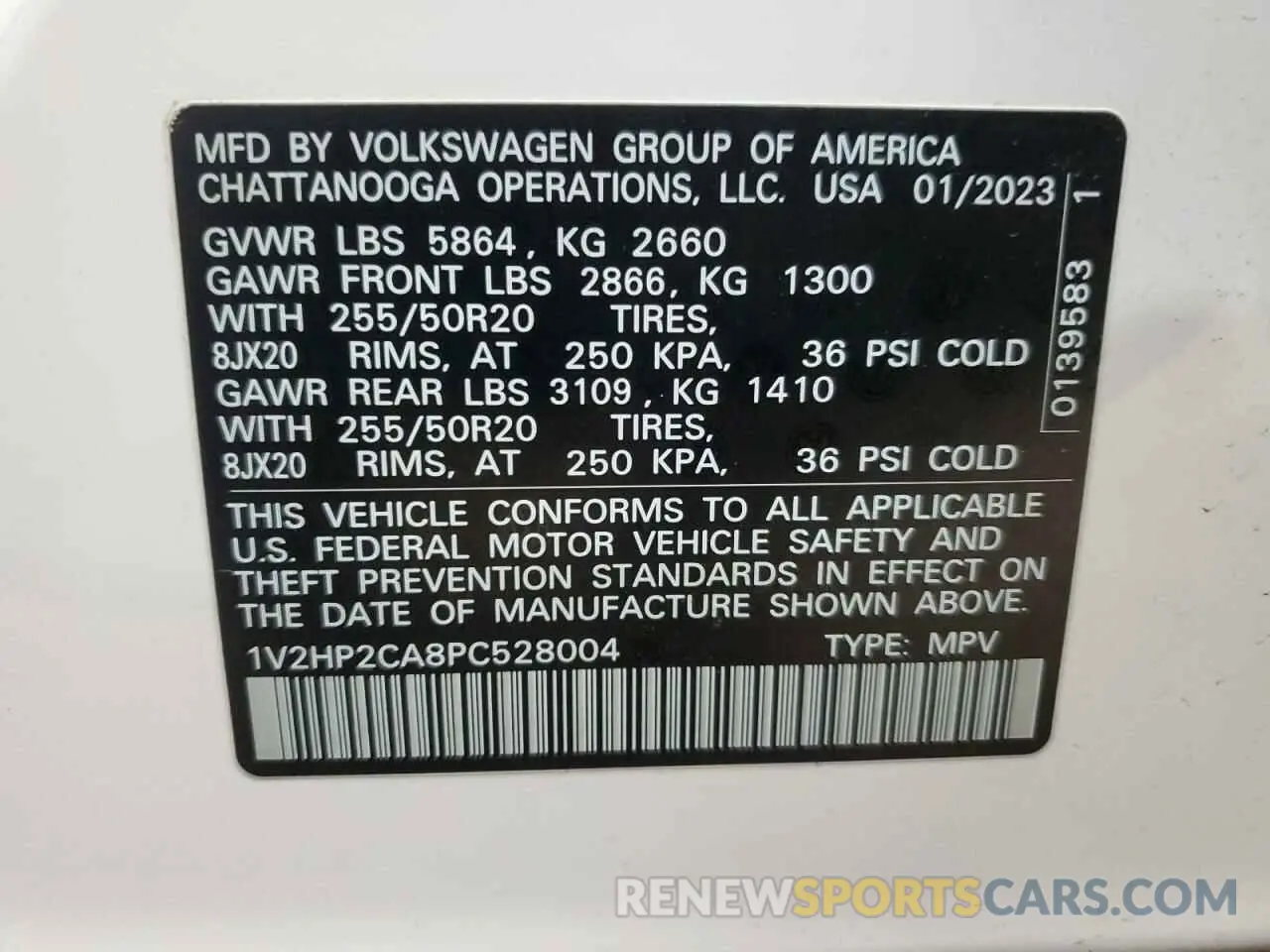 13 fotografías del automóvil dañado 1V2HP2CA8PC528004 VOLKSWAGEN ATLAS 2023