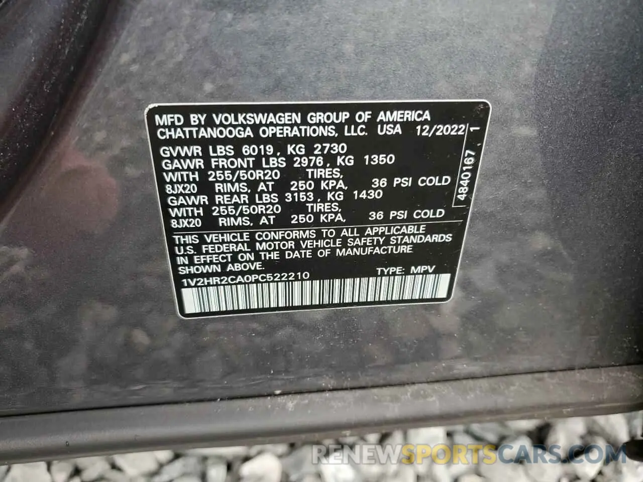 13 fotografías del automóvil dañado 1V2HR2CA0PC522210 VOLKSWAGEN ATLAS 2023