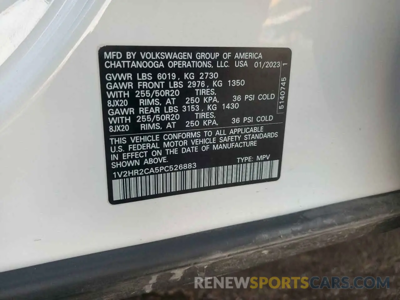 14 fotografías del automóvil dañado 1V2HR2CA5PC526883 VOLKSWAGEN ATLAS 2023