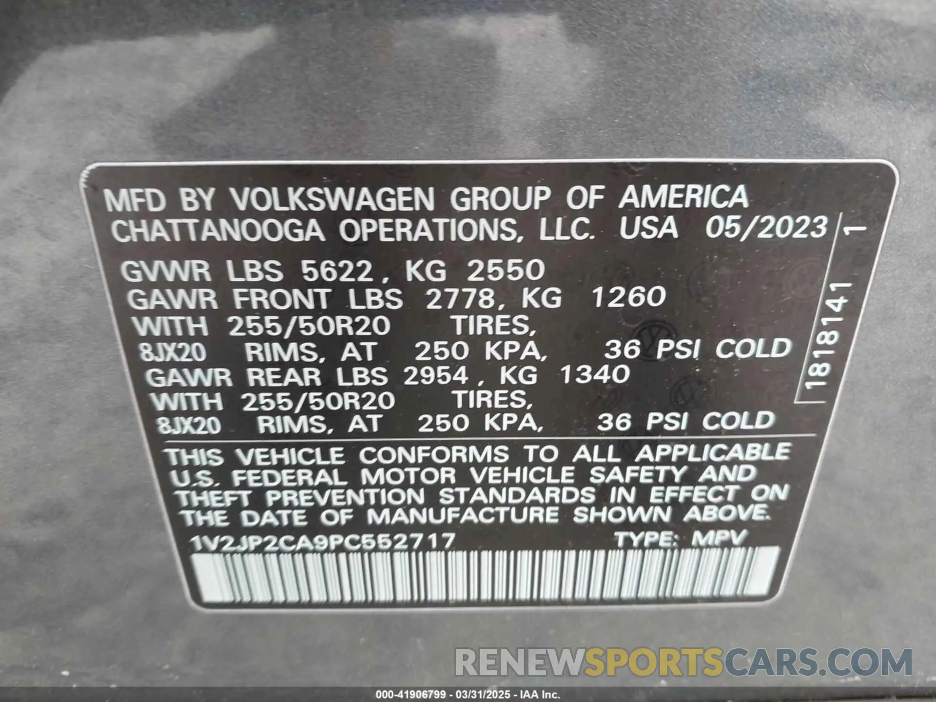 9 fotografías del automóvil dañado 1V2JP2CA9PC552717 VOLKSWAGEN ATLAS 2023