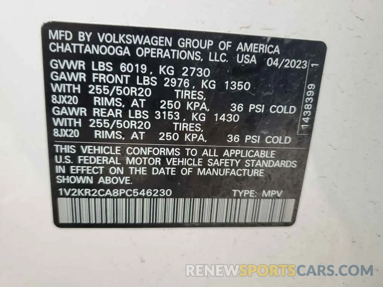 13 fotografías del automóvil dañado 1V2KR2CA8PC546230 VOLKSWAGEN ATLAS 2023