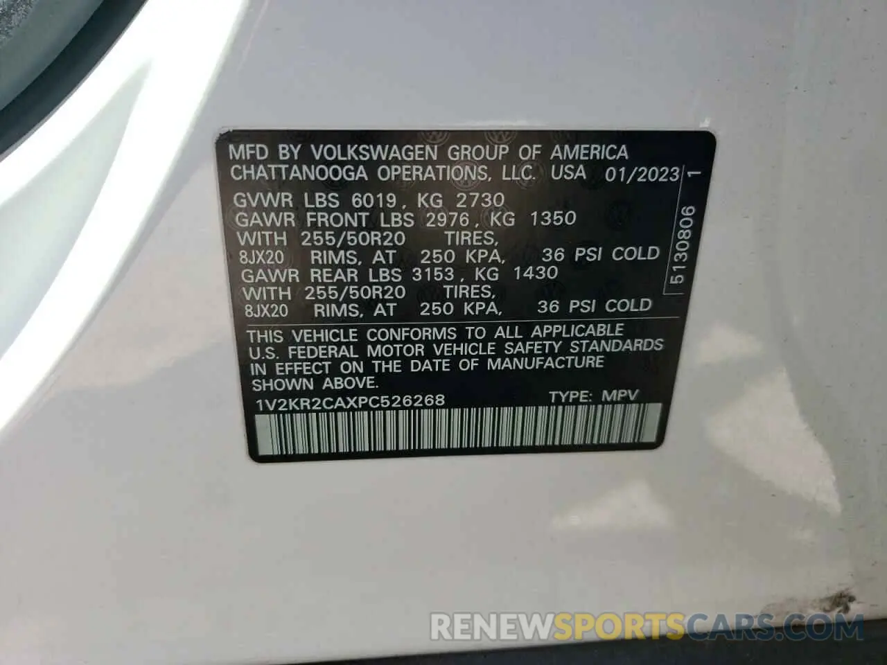 15 fotografías del automóvil dañado 1V2KR2CAXPC526268 VOLKSWAGEN ATLAS 2023