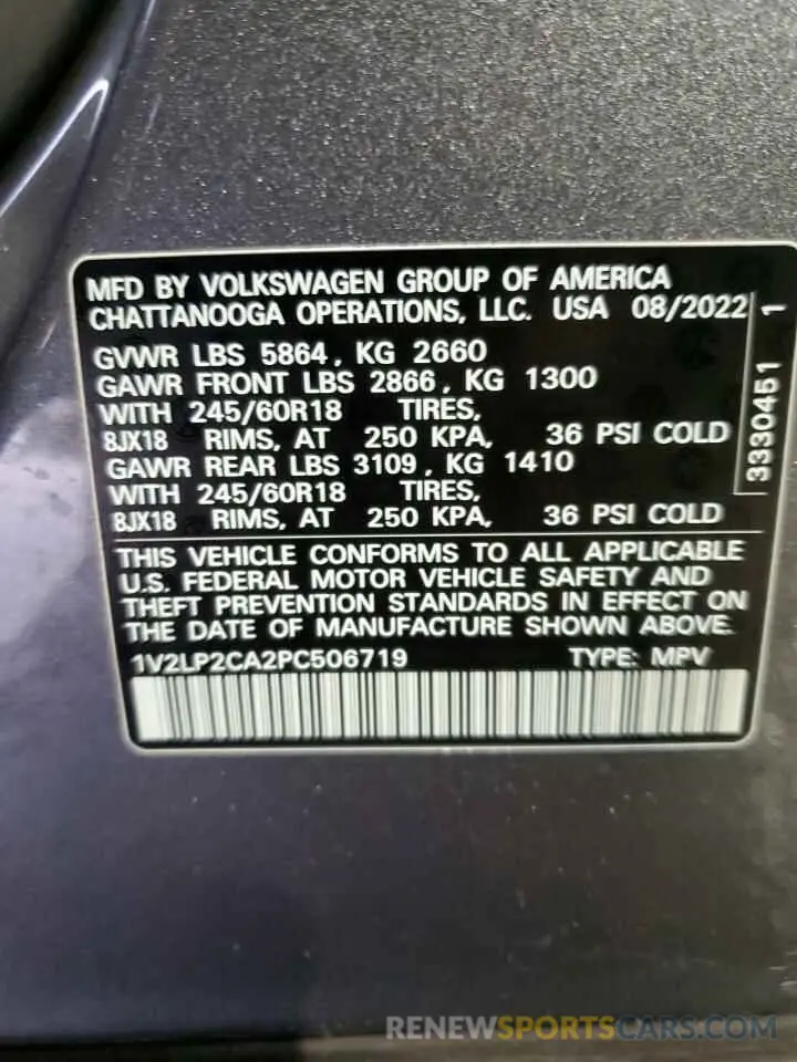 14 fotografías del automóvil dañado 1V2LP2CA2PC506719 VOLKSWAGEN ATLAS 2023