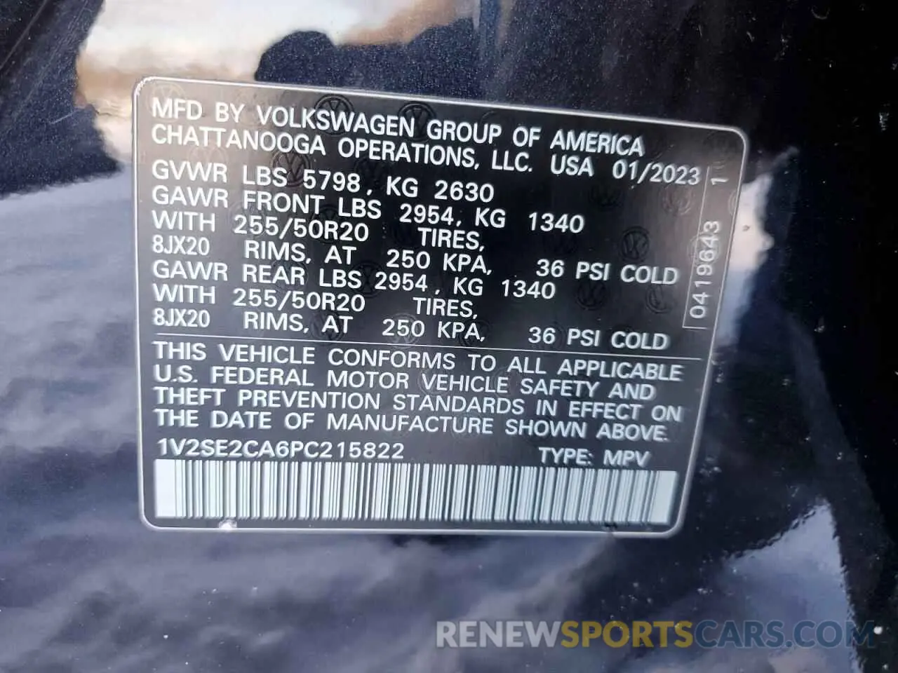 12 fotografías del automóvil dañado 1V2SE2CA6PC215822 VOLKSWAGEN ATLAS 2023