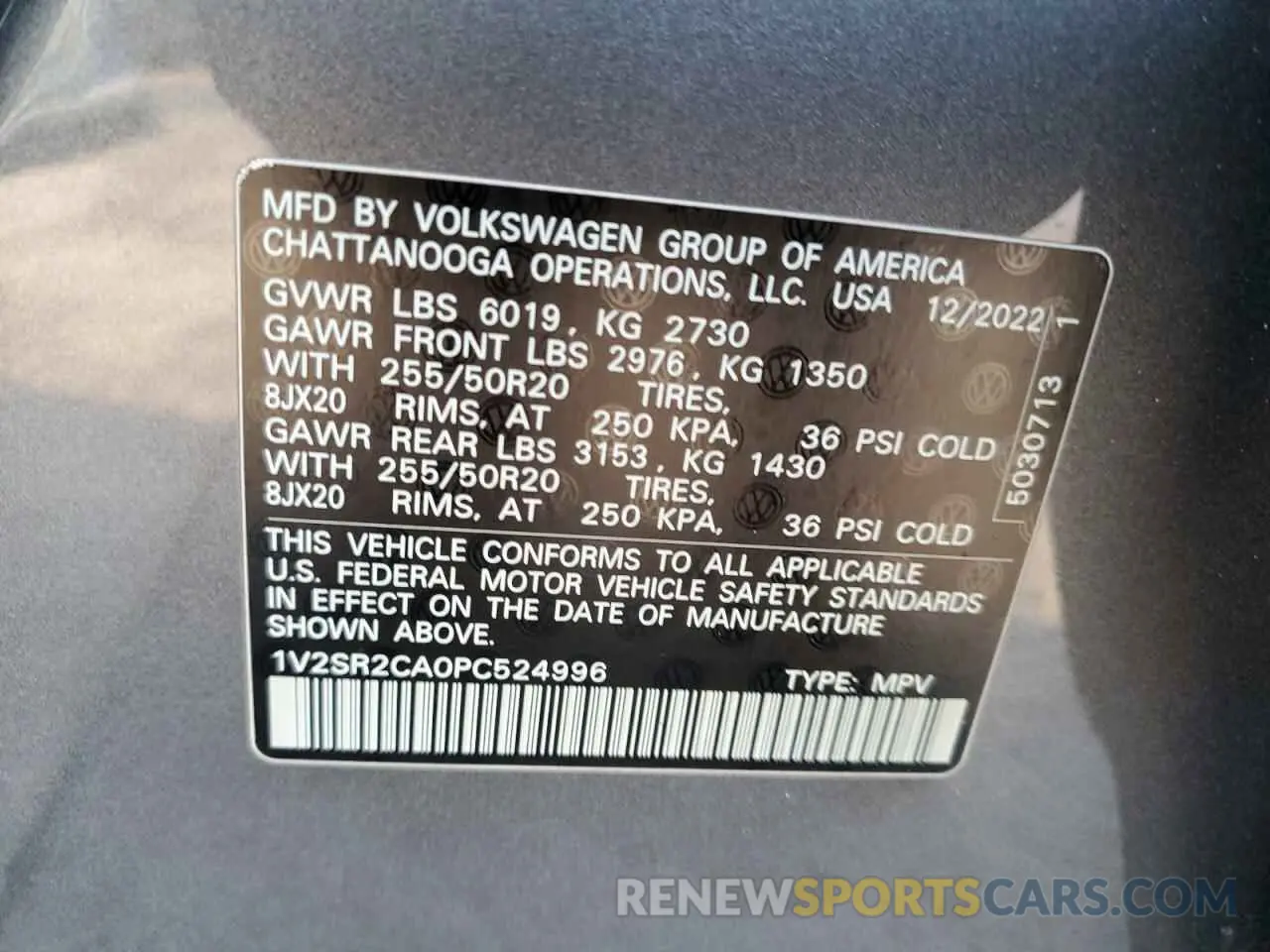 13 fotografías del automóvil dañado 1V2SR2CA0PC524996 VOLKSWAGEN ATLAS 2023