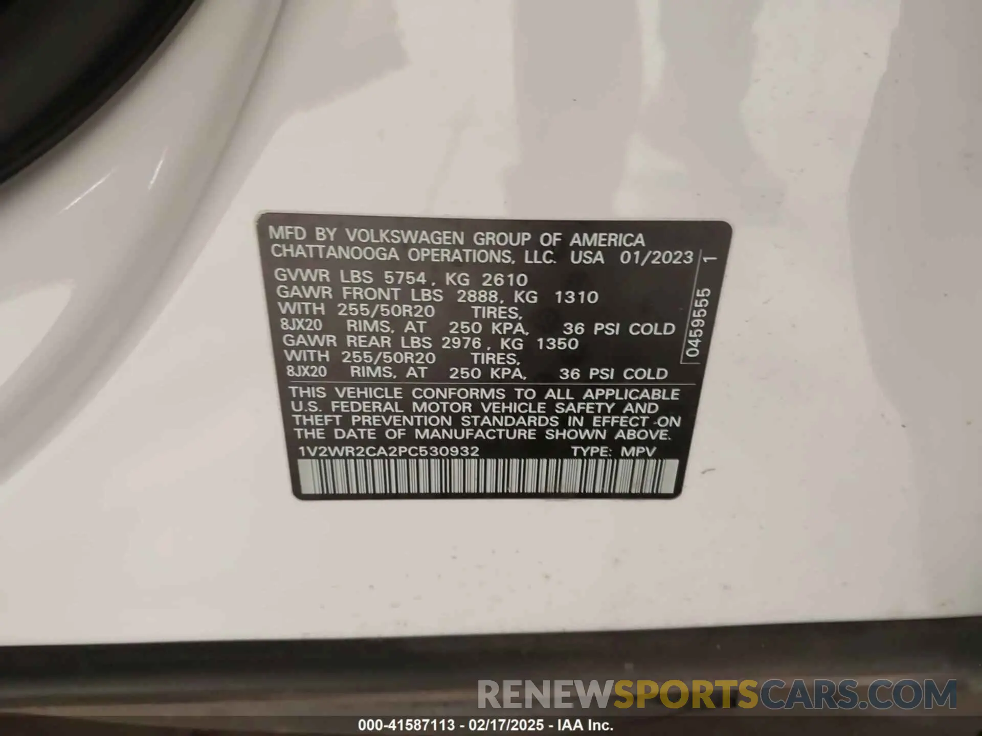 9 fotografías del automóvil dañado 1V2WR2CA2PC530932 VOLKSWAGEN ATLAS 2023