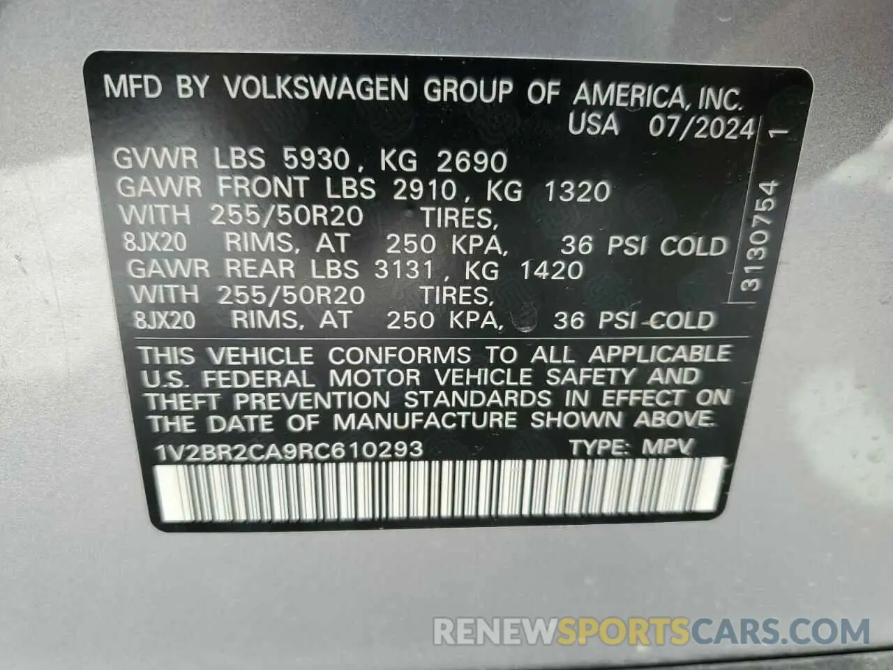 14 fotografías del automóvil dañado 1V2BR2CA9RC610293 VOLKSWAGEN ATLAS 2024