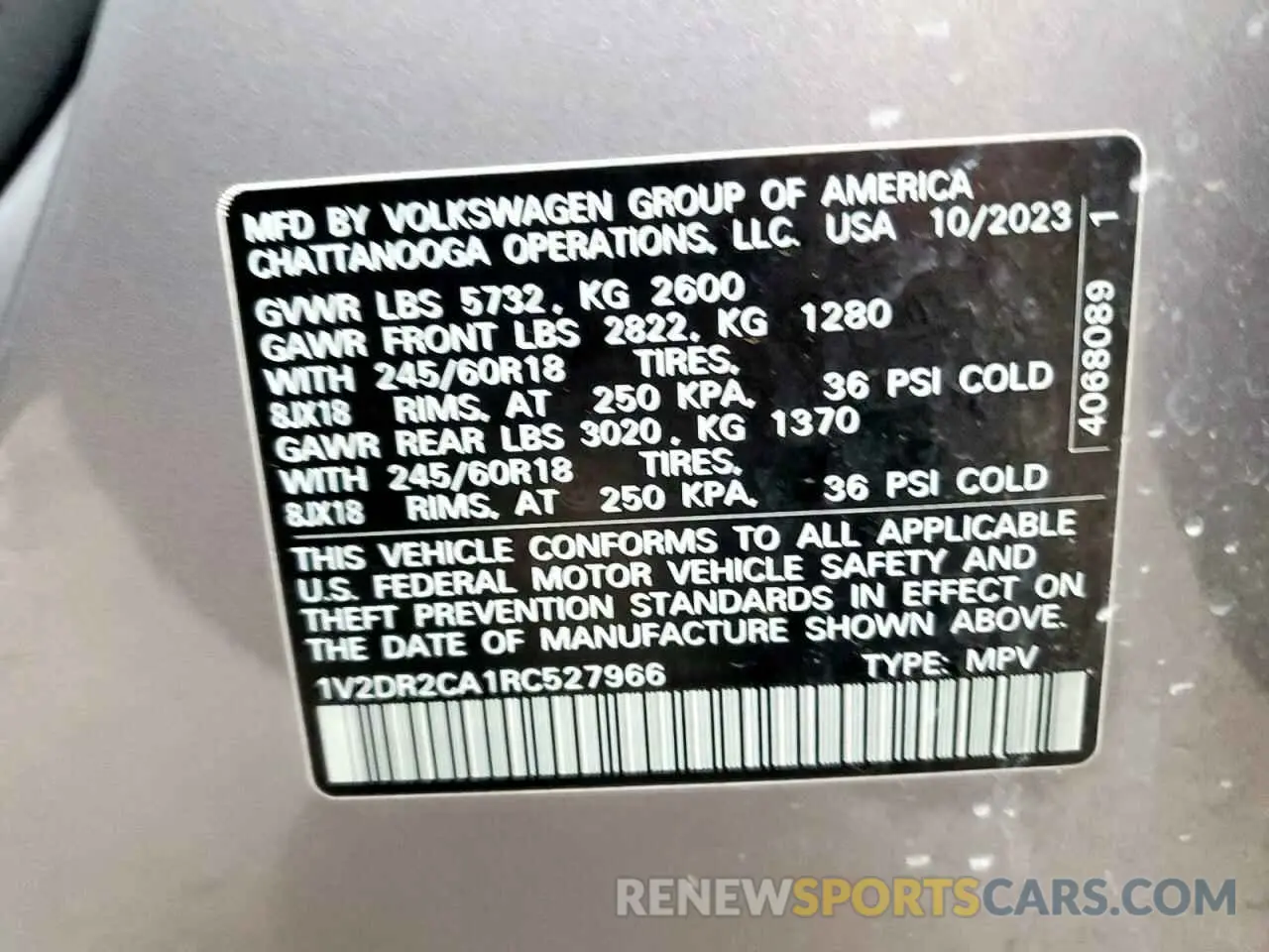 14 fotografías del automóvil dañado 1V2DR2CA1RC527966 VOLKSWAGEN ATLAS 2024