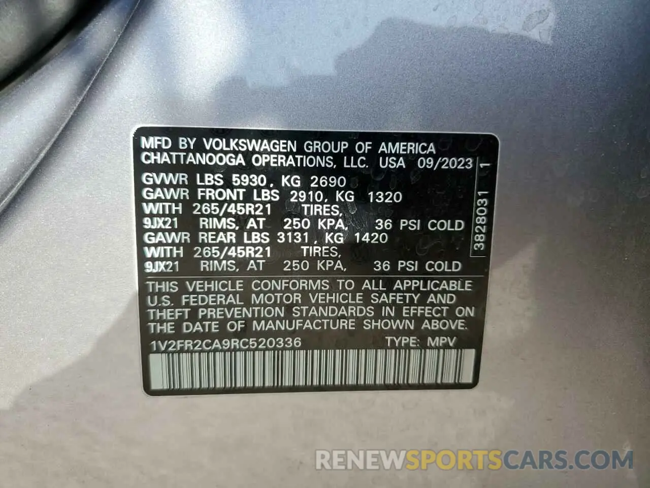 15 fotografías del automóvil dañado 1V2FR2CA9RC520336 VOLKSWAGEN ATLAS 2024