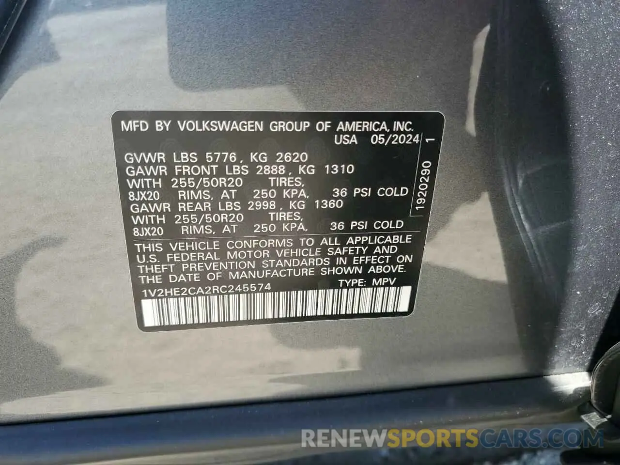 15 fotografías del automóvil dañado 1V2HE2CA2RC245574 VOLKSWAGEN ATLAS 2024