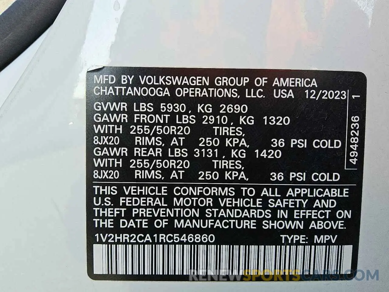 13 fotografías del automóvil dañado 1V2HR2CA1RC546860 VOLKSWAGEN ATLAS 2024