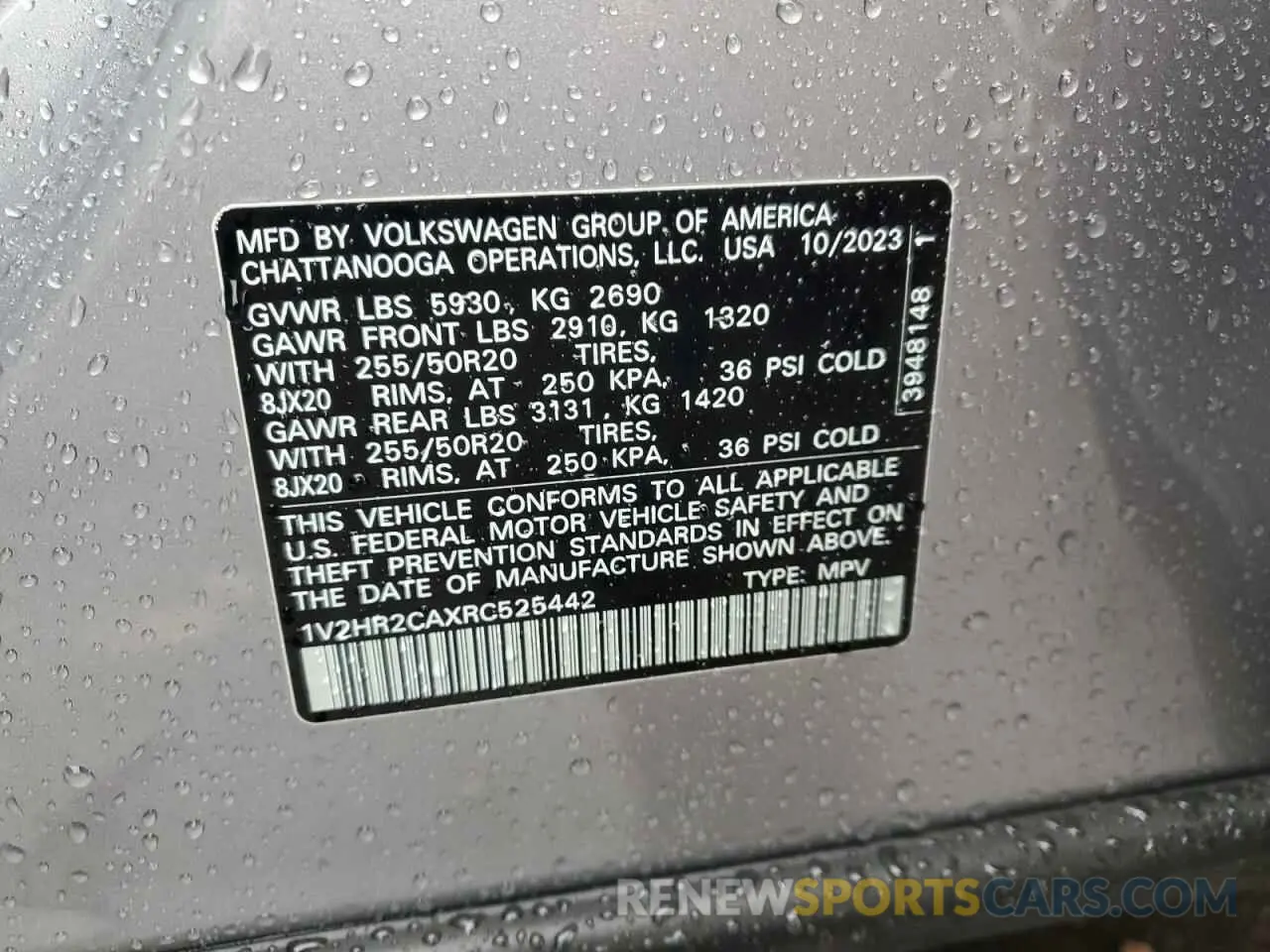 13 fotografías del automóvil dañado 1V2HR2CAXRC525442 VOLKSWAGEN ATLAS 2024