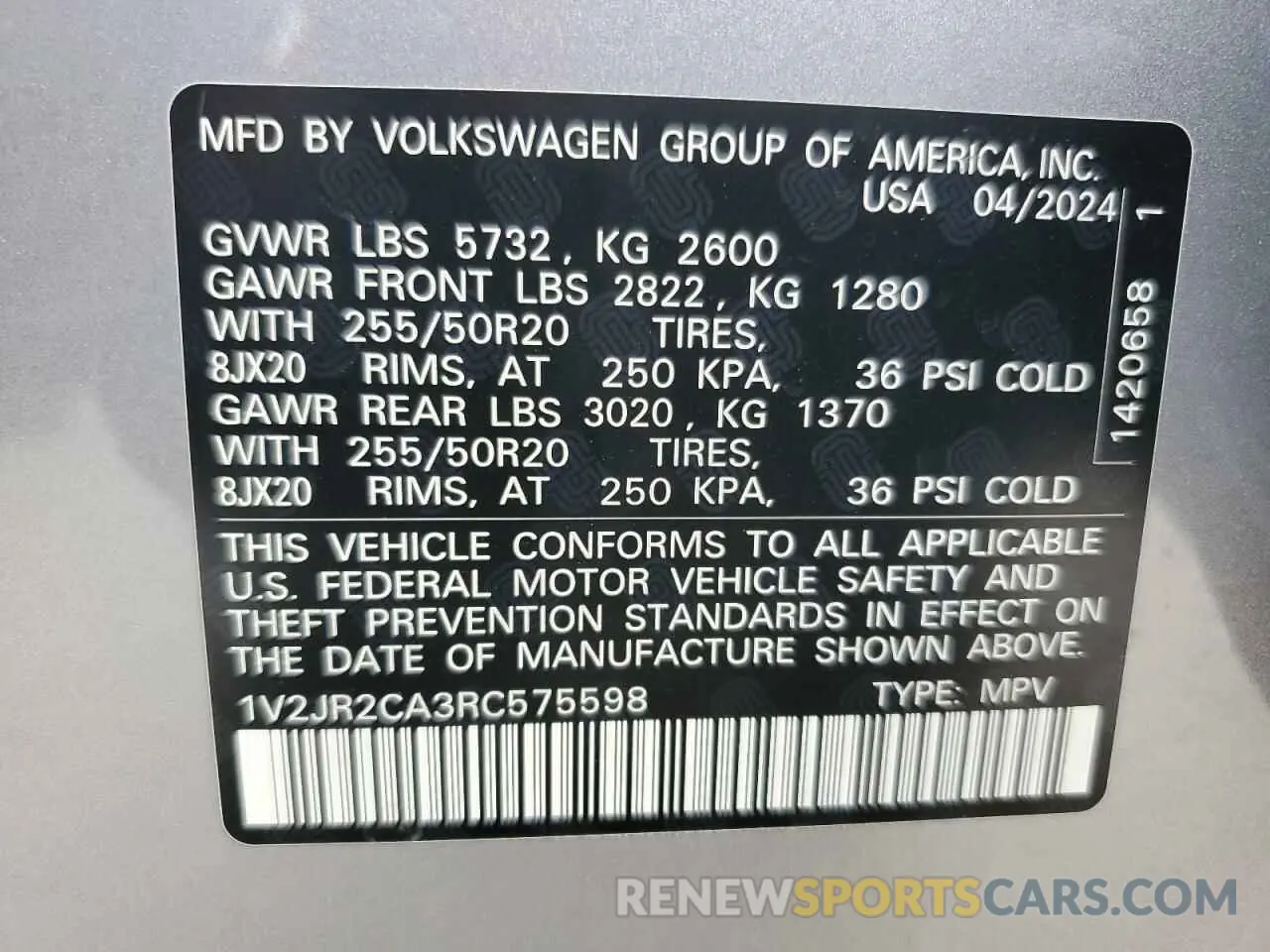 15 fotografías del automóvil dañado 1V2JR2CA3RC575598 VOLKSWAGEN ATLAS 2024