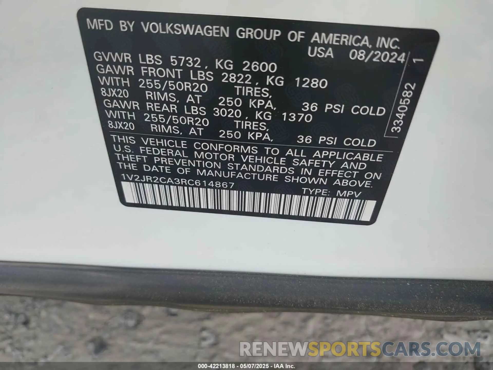 9 fotografías del automóvil dañado 1V2JR2CA3RC614867 VOLKSWAGEN ATLAS 2024